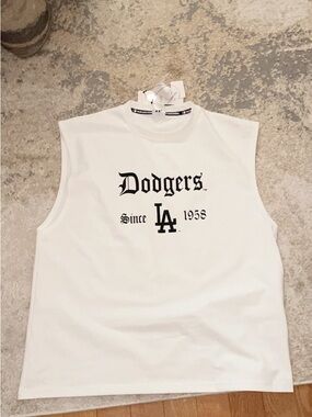 MLB Dodgers White Tee with Black LA Logo